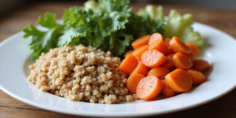Plato colorido y saludable con verduras frescas y proteínas magras