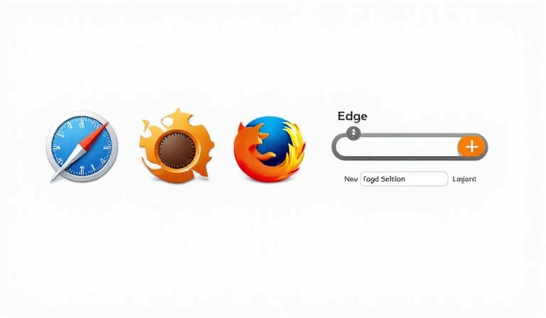 Iconos de diferentes navegadores web con un control deslizante que representa la gestión de cookies