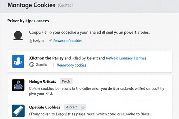 Ilustración de cookies y configuraciones de privacidad
