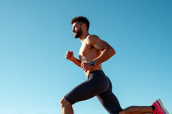 Hombre atlético corriendo al aire libre